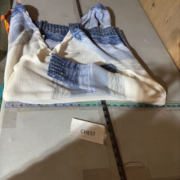 Lola Ombre Knit Stripe Open Front Hooded Cardigan Sweater M Cottage Boho Beach - Picture 4 of 13